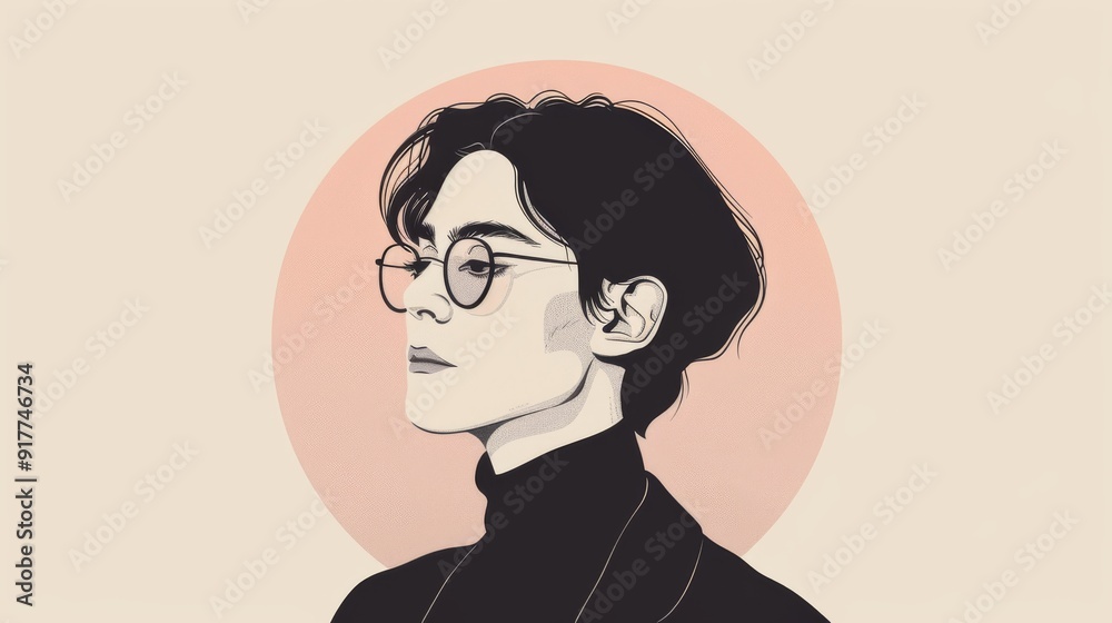 Stylized portrait of a person in glasses Stylized portrait of a person in glasses