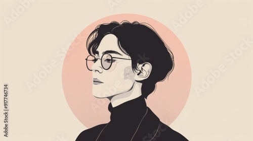 Stylized portrait of a person in glasses