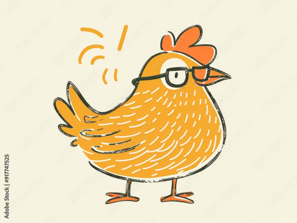 Fototapeta premium Cartoon chicken with glasses illustration