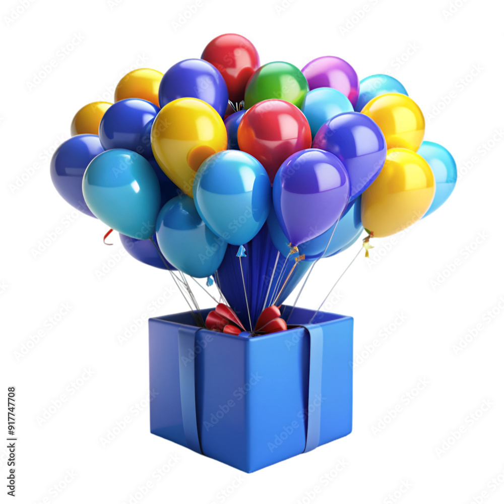 box with a bunch of colorful balloons box with a bunch of colorful balloons
