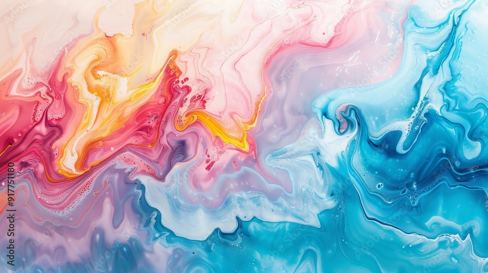 Obraz premium A close up of a painting of a colorful liquid painting generative ai