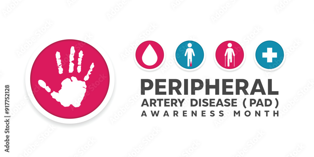 National Peripheral Artery Disease (PAD) Awareness Month. Hand, blood, patient and plus icon. Great for cards, banners, posters, social media and more. White background.
National Peripheral Artery Disease (PAD) Awareness Month. Hand, blood, patient and plus icon. Great for cards, banners, posters, social media and more. White background.