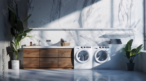 Laundry room interior with minimalist style, version 1