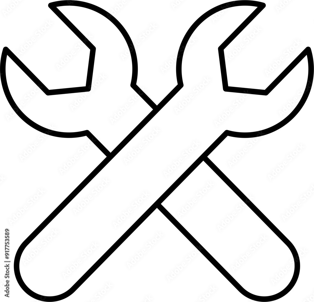 Wrench icon outline vector illustration Wrench icon outline vector illustration