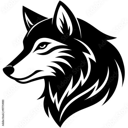 Creative wolves head icon side view silhouette vector illustration 