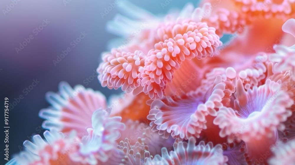 A close-up of a pink and white sea anemone A close-up of a pink and white sea anemone