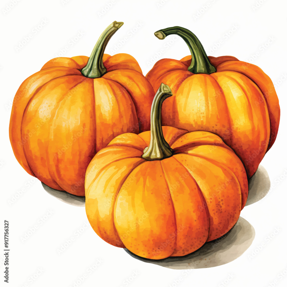 Fototapeta premium watercolor painting of Pumpkin four collection isolated