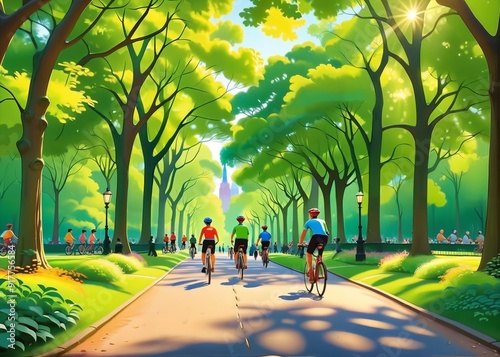 A beautiful green park in a big city