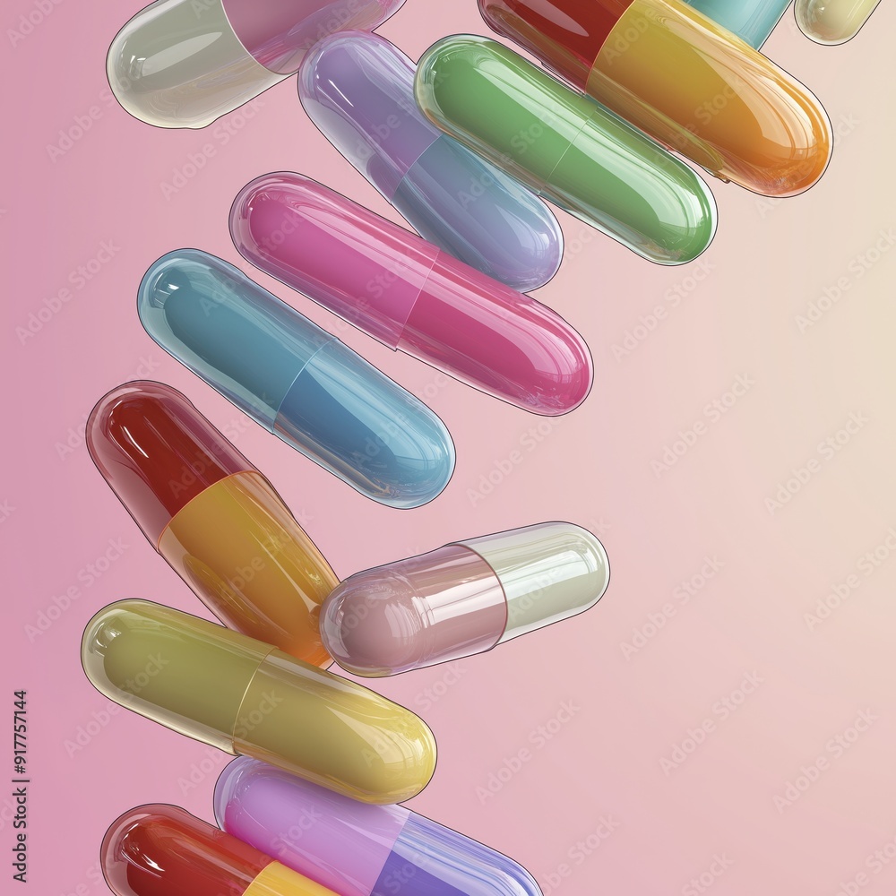 Dynamic illustration of colorful vitamin pills with a modern design Dynamic illustration of colorful vitamin pills with a modern design