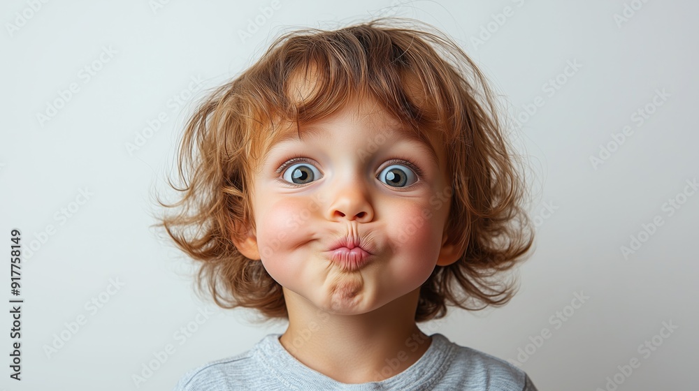 A young child is playfully making silly faces with enthusiasm
