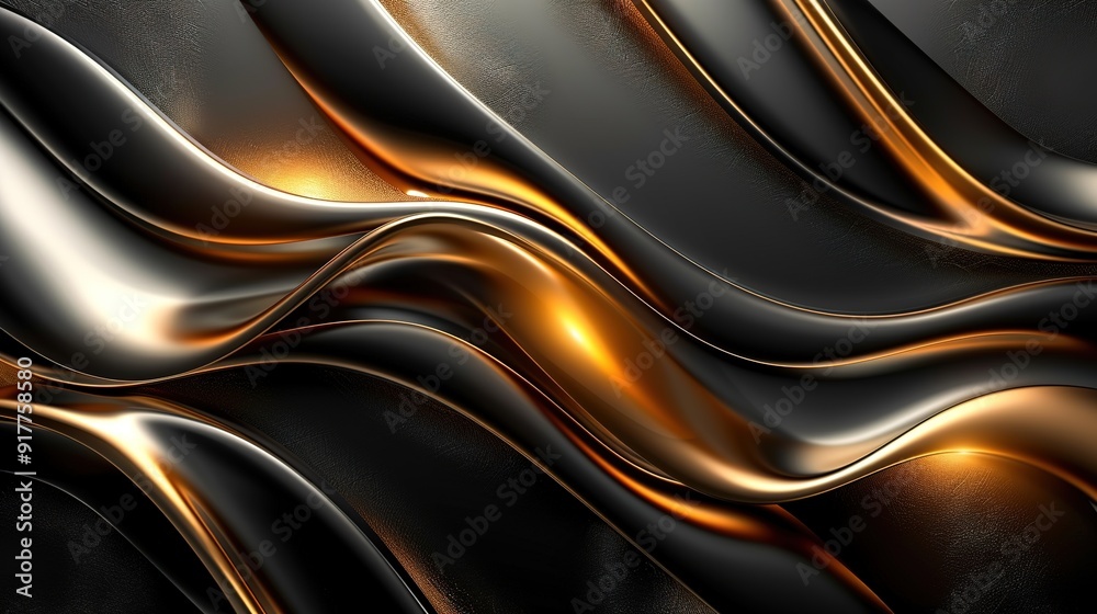 Abstract black and gold wavy lines background. Abstract black and gold wavy lines background.