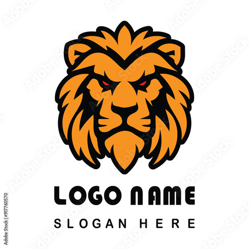 Angry lion face logo with vector file photo