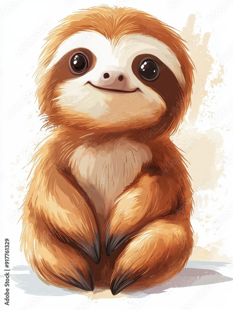 Obraz premium Cute Sloth Illustration with Big Eyes