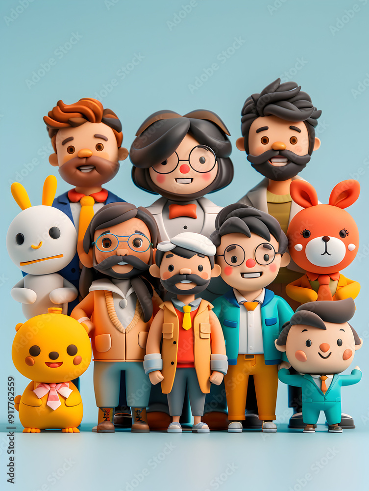 Enchanted Office Environments: 3D Flat People Icons with Smiling Faces Enchanted Office Environments: 3D Flat People Icons with Smiling Faces