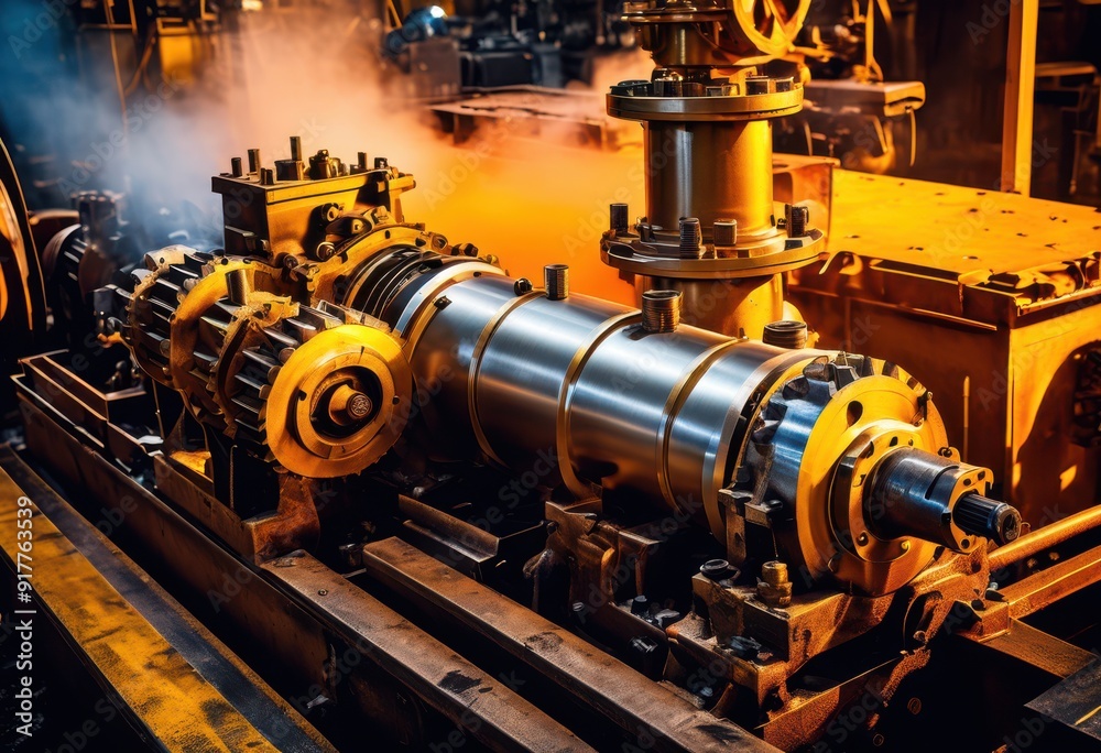 Fototapeta premium dynamic close ups powerful machinery action showcasing mechanical precision engineering excellence, automation, assembly, components, construction, control