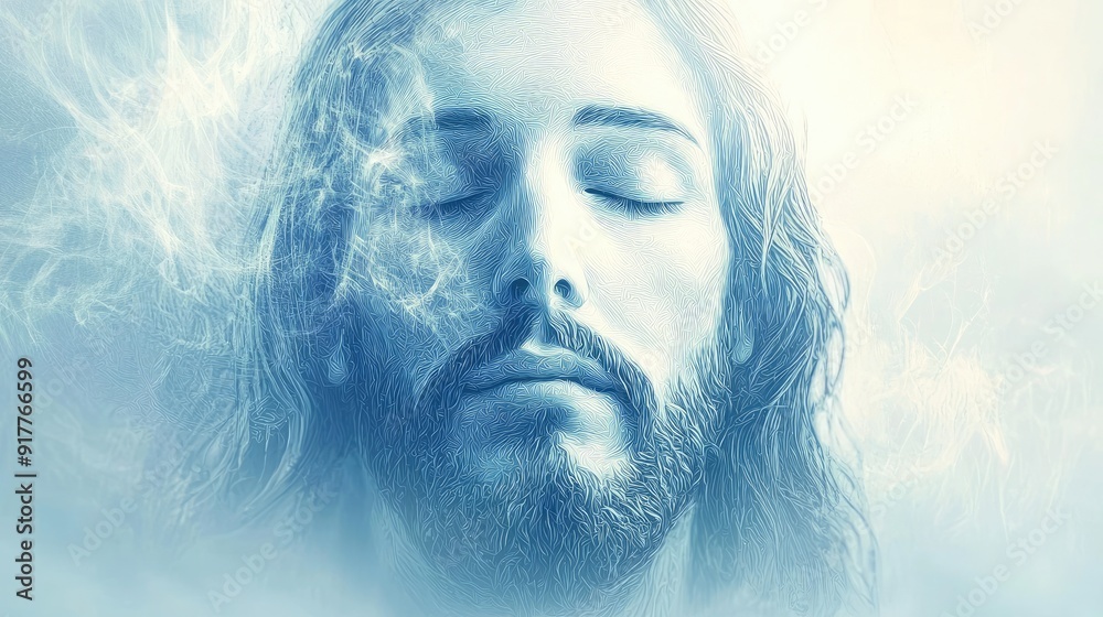 Artistic Representation of Christ with Ethereal Glow and Detail Artistic Representation of Christ with Ethereal Glow and Detail