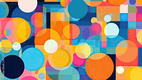 Wallpaper Mural Abstract Geometric Pattern with Overlapping Circles and Squares Torontodigital.ca