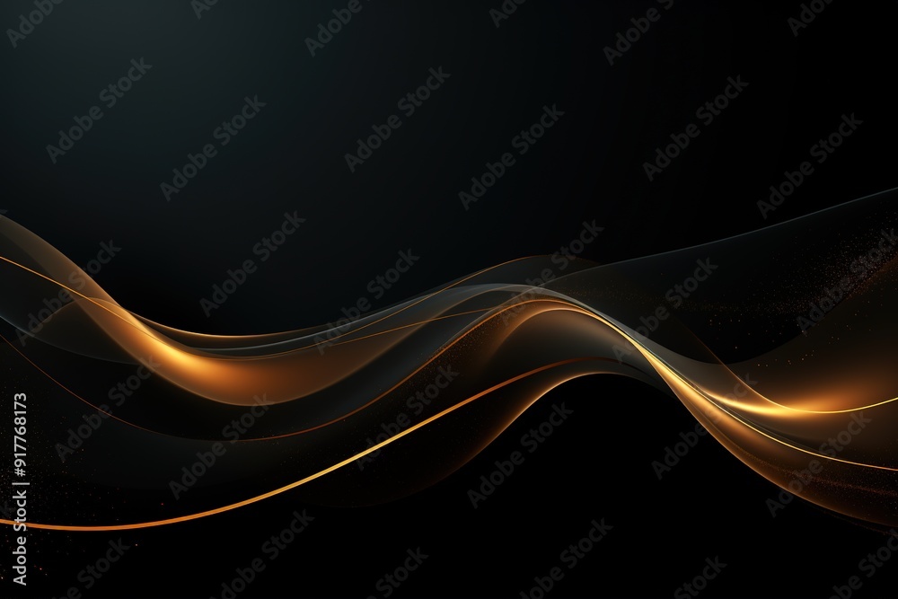 Abstract black and gold wave background.
