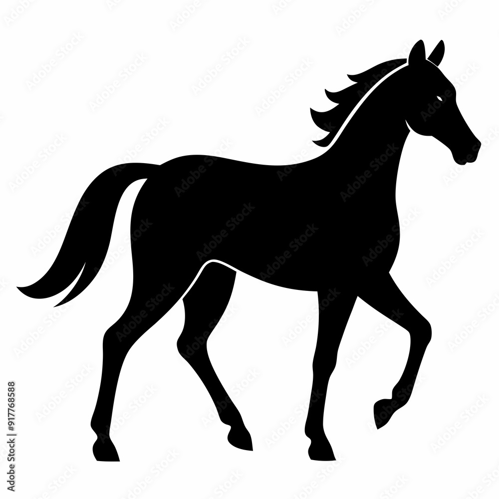 Obraz premium Horse silhouette vector illustration with white background