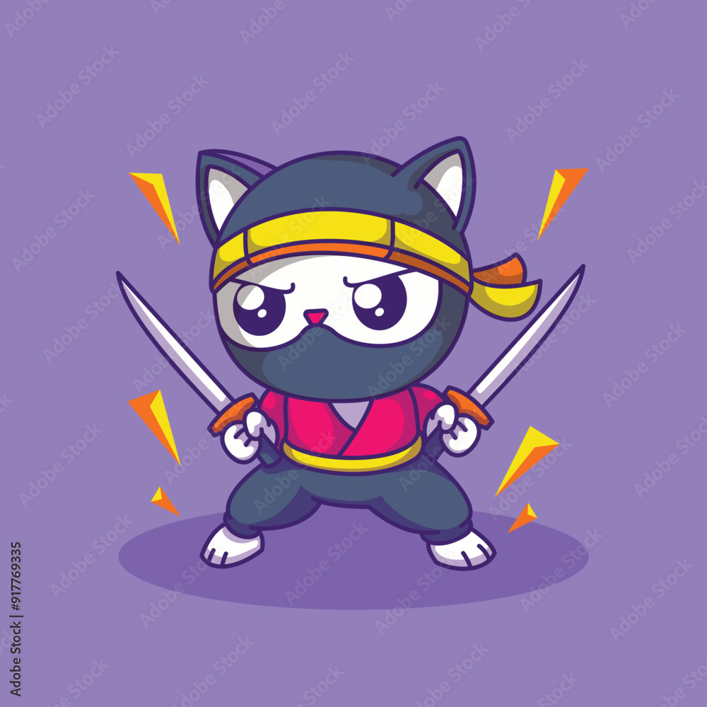 ninja cat chibi ready to fight ninja cat chibi ready to fight