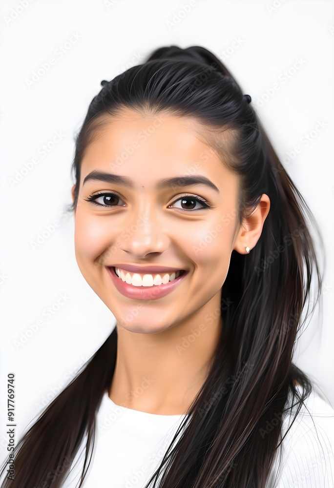 Smiling Young Woman with Radiant Skin in Minimalist Portrait Smiling Young Woman with Radiant Skin in Minimalist Portrait