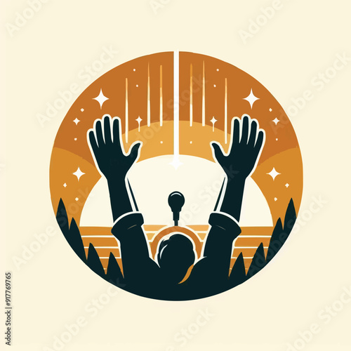 Free vector hands raised worship singing looking flat vector illustration, person, hand, arm, faith, freedom, god, gold, heaven, holy, hope, human, joy, lord, pray, prayer, praying, raise, raised, rel