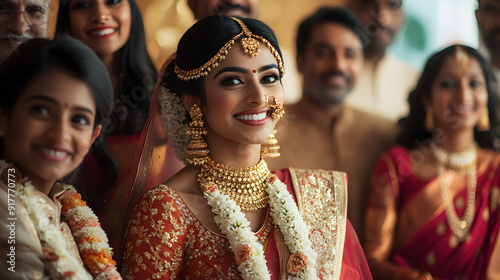 indian bride with her family