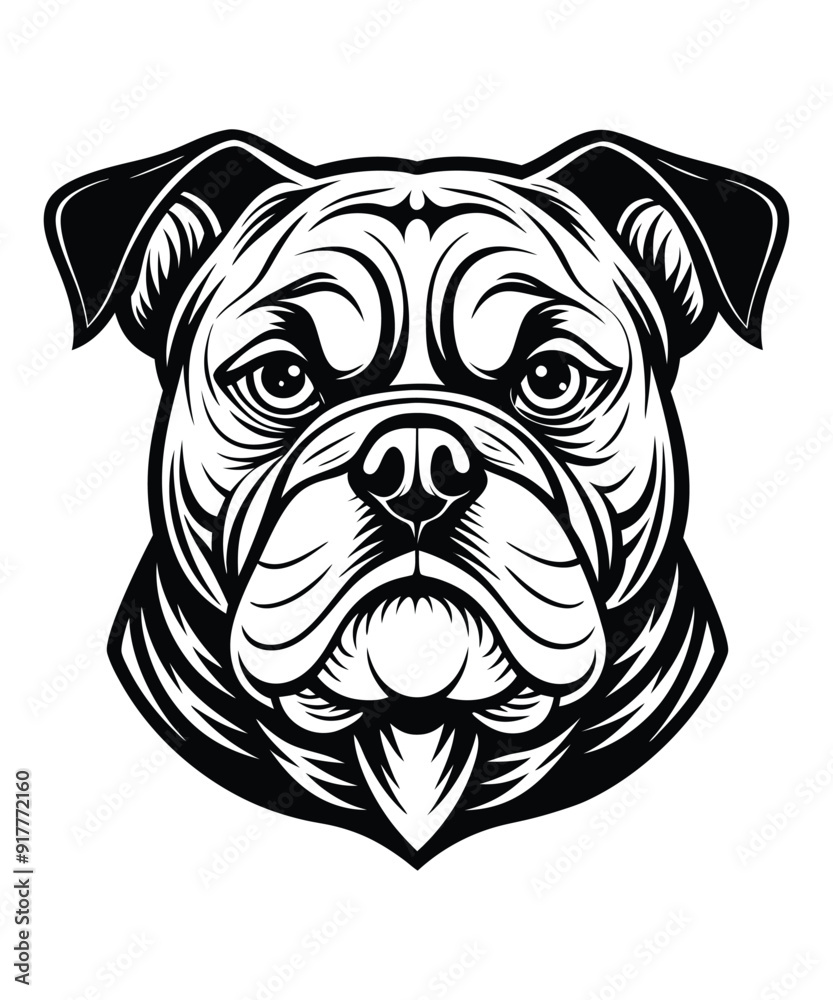 Bulldog Cartoon Vector Illustration, isolated outlined vector illustration Bulldog Cartoon Vector Illustration, isolated outlined vector illustration
