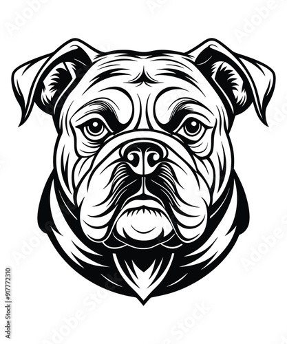 Bulldog Cartoon Vector Illustration, isolated outlined vector illustration