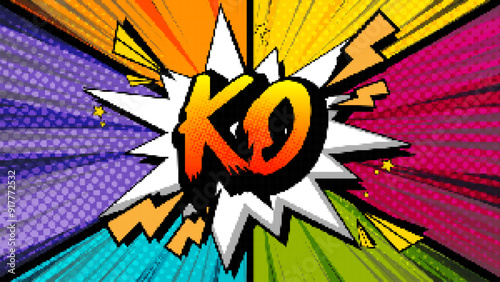 Pixel art.Ko,knockout retro game on blue arcade background .pixel art .8 bit game.arcade screen.retro game. for game assets in vector illustrations.pop art.	