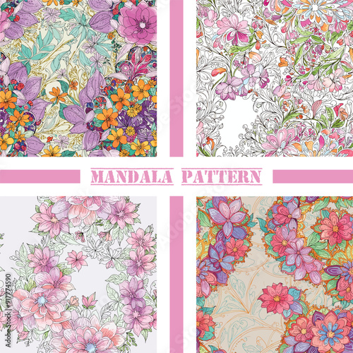 Floral mandala pattern set 4.
