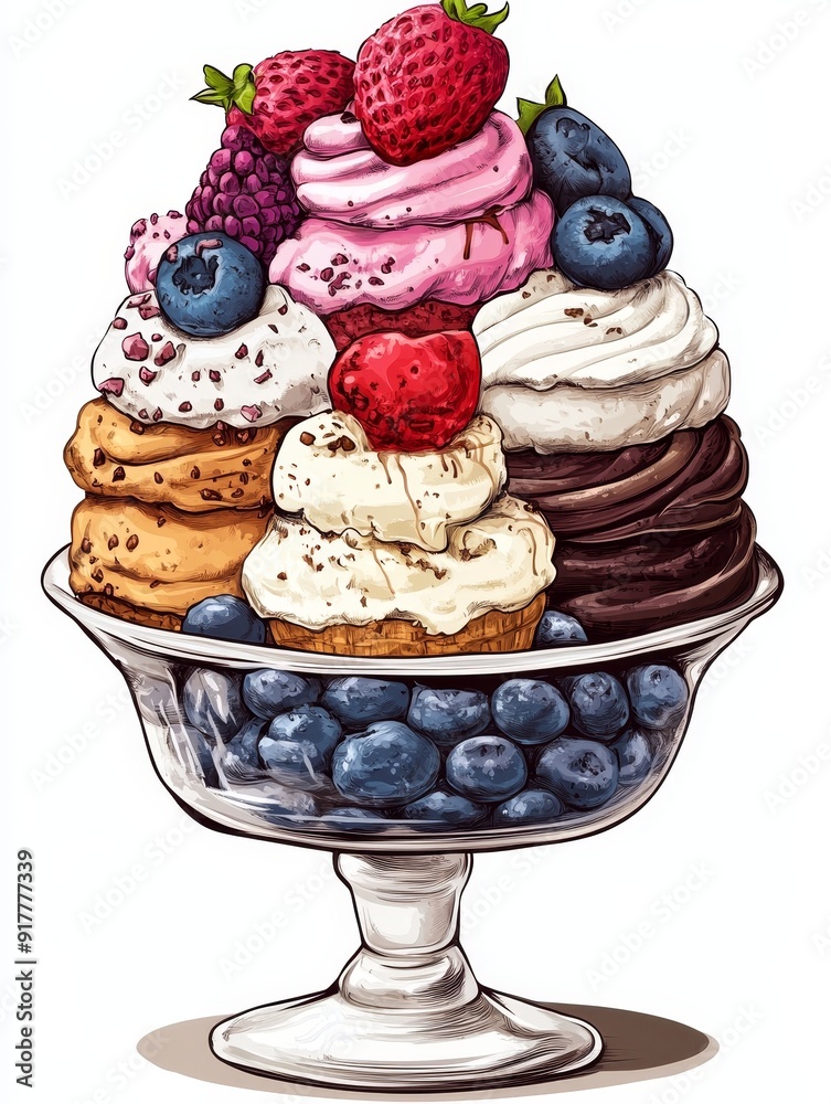 A Delectable Dessert Display of Cupcakes and Berries A Delectable Dessert Display of Cupcakes and Berries