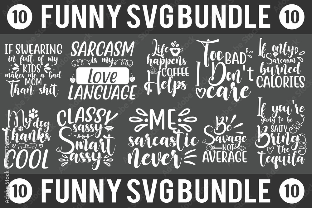 Obraz premium Comedy SVG Pack – Trendy Meme, Pun & Joke T-Shirt Graphics for Funny Tees