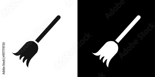 Broom icon (2) Symbol mark in filled style