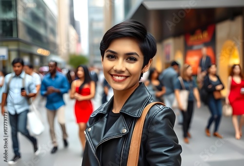 Confident Young Woman Outdoors in Urban Setting