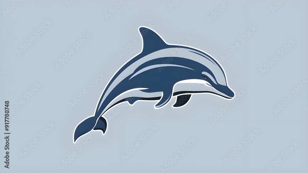Fototapeta premium Adorable purple dolphin, realistic vector drawing of a marine mammal with fins and tail. Adorable aquatic wild figure playing in the ocean's underwater habitat while diving and bouncing alone on white