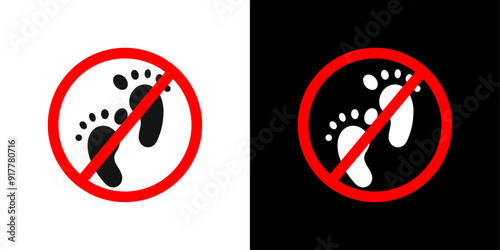 Do not walk barefoot sign icon Symbol mark in filled style