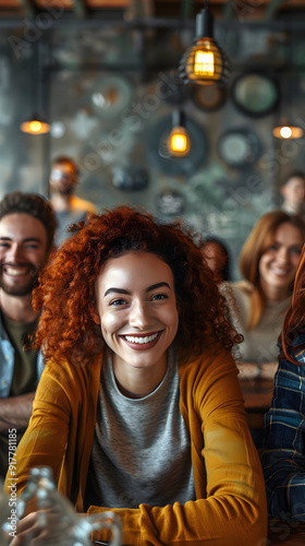 Enchanted Meeting Table with Luminous Smiles Magical Group Gathering Photo Concept