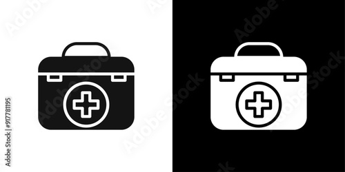 First aid medical kit icon Symbol mark in filled style