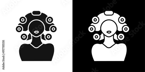 Hair roller curling icon Symbol mark in filled style