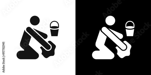 Mopping floors icon Symbol mark in filled style