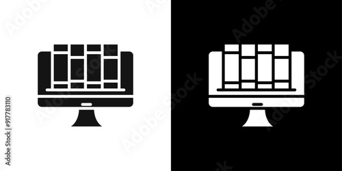 Online library icon Symbol mark in filled style