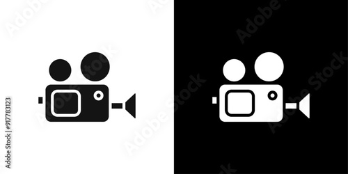 old video camera icon Symbol mark in filled style