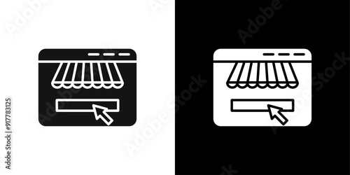 Online fabric shop line icon Symbol mark in filled style