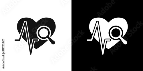 pulse heart check up icon Symbol mark in filled style