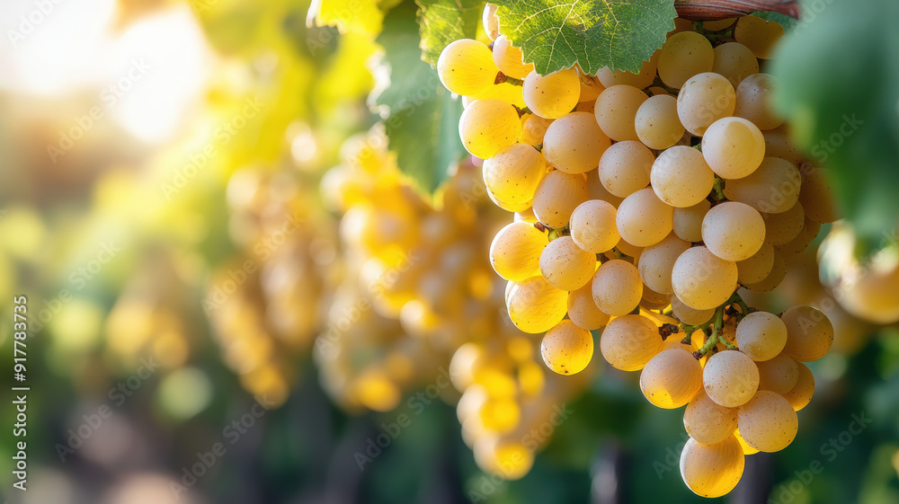 Fototapeta premium Fresh white grapes with vibrant colors