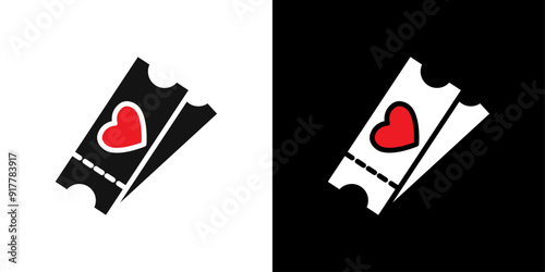 Romantic Movie ticket icon Symbol mark in filled style
