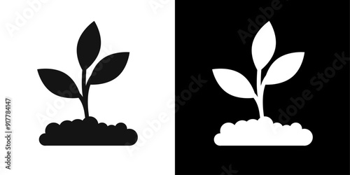 Seedling in soil icon Symbol mark in filled style