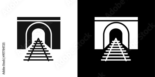 Tunnel mining industry icon Symbol mark in filled style