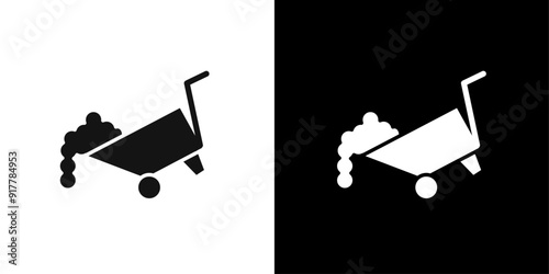 wheelbarrow unloading icon Symbol mark in filled style
